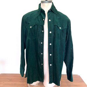 70's Corduory Dark Green Shirt - Jacket - Like New - Size 48 Small